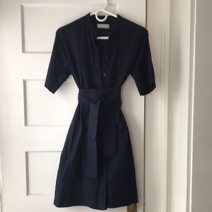 Everlane Cotton Collarless Belted Shirtdress